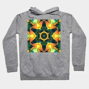 Psychedelic Kaleidoscope Yellow Blue and Green Hoodie